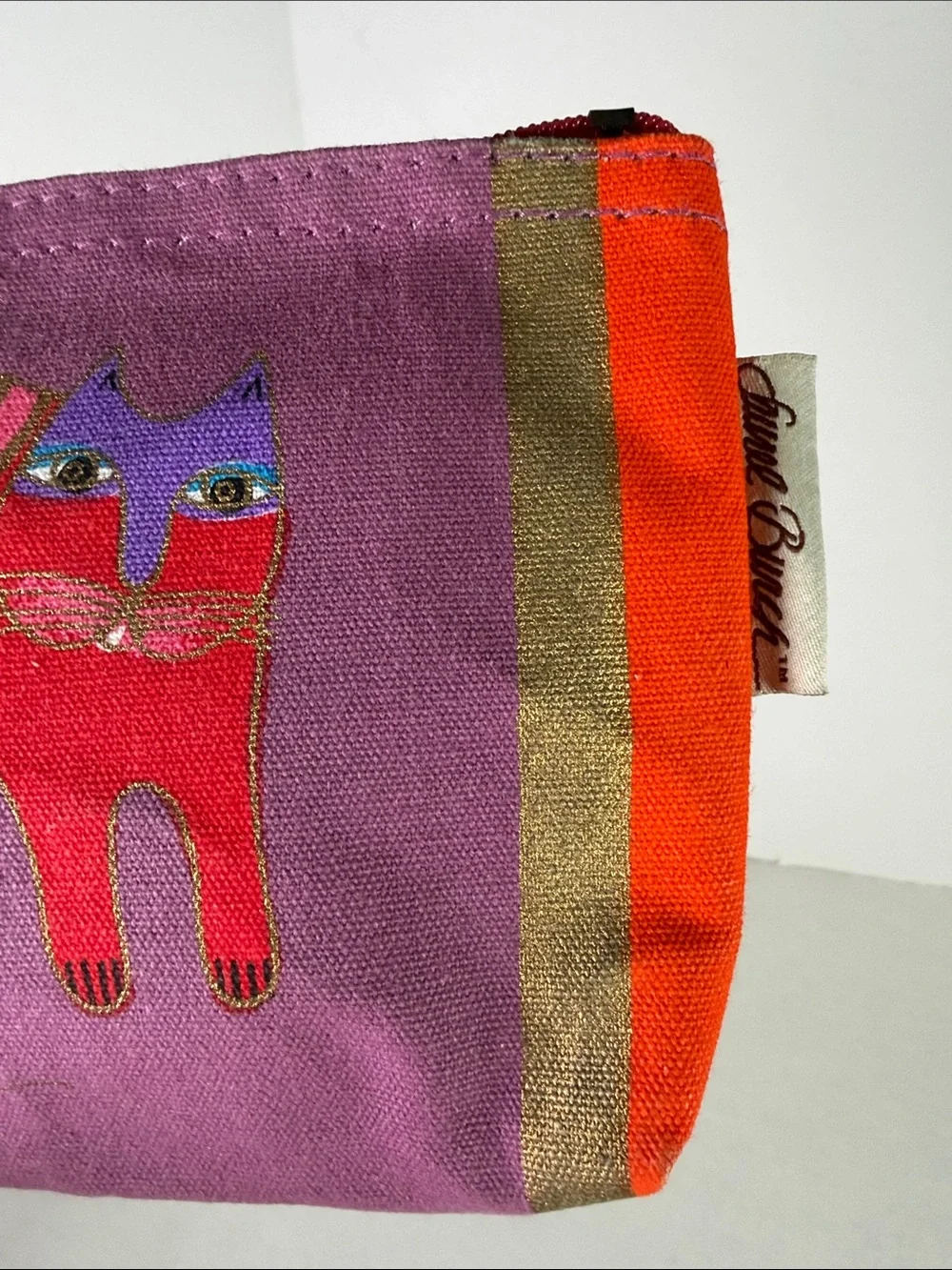 NWOT Laurel Burch Fantastic Felines Cat Organizer Makeup Jewelry Zip Bag Vintage